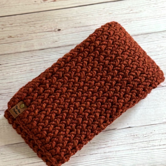 Chunky Orange Spice Long Knitted Scarf - Picture 3 of 8